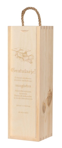 pudełko grawerowane na wino, gratulacje  - dyplom