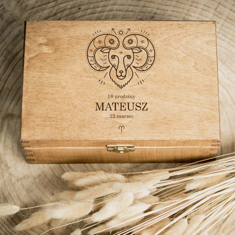 Pudełko na urodziny znak zodiaku baran - ciemna