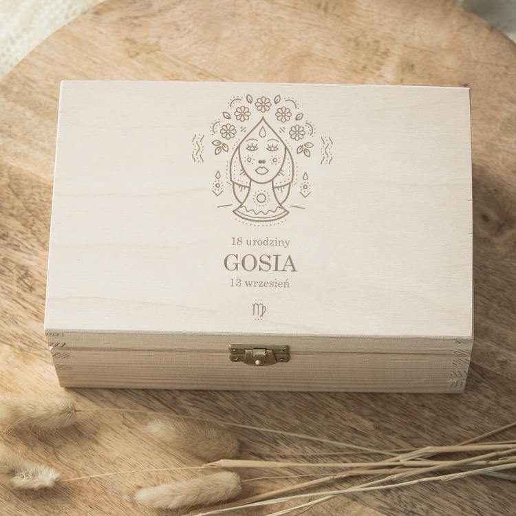 Pudełko na urodziny znak zodiaku panna - jasna
