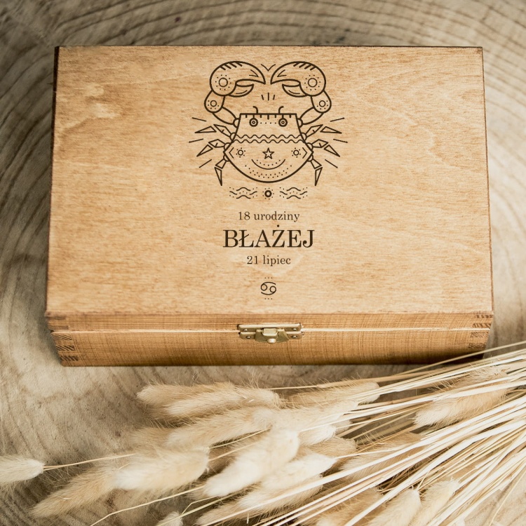 Pudełko na urodziny znak zodiaku rak - ciemna