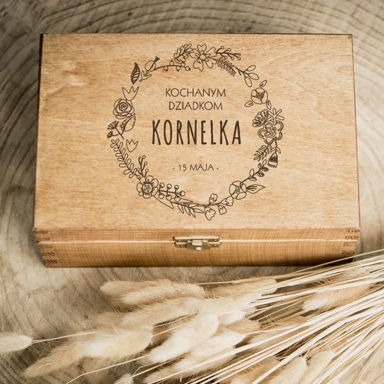 Komunia szkatułka podziękowanie dla dziadków - ciemna