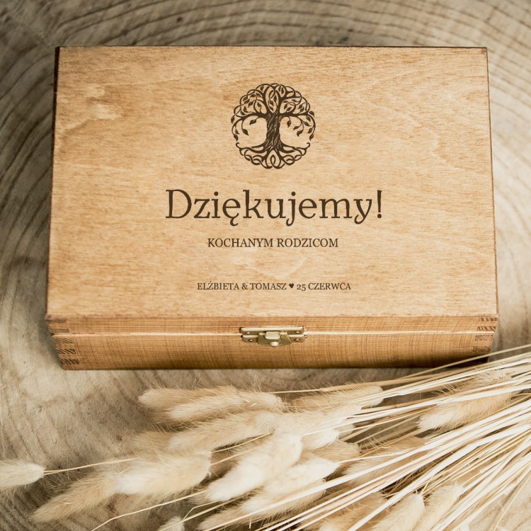 Podziękowanie dla Rodziców - szkatułka z drzewem - ciemne