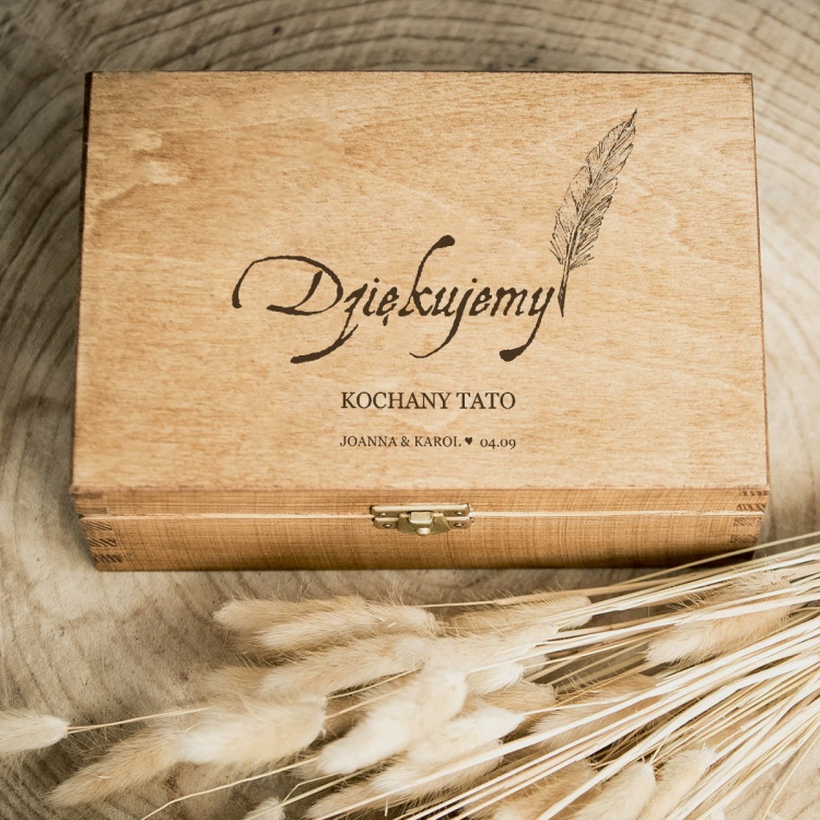 Podziękowanie dla Rodziców - szkatułka - pióro - ciemne