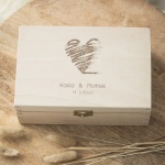 Szkatułka, pudełko z dedykacją rysowane serce - jasne