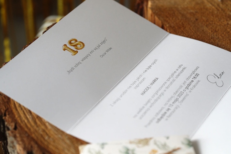 Naturalne zaproszenia na 18 urodziny z roślinami