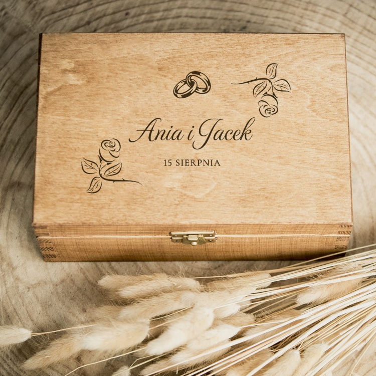 Szkatułka, pudełko z dedykacją na ślub - z obrączkami