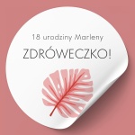 Naklejki na urodziny z różowym listkiem