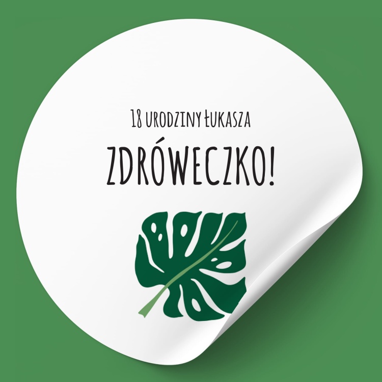 Naklejki na urodziny zielony listek