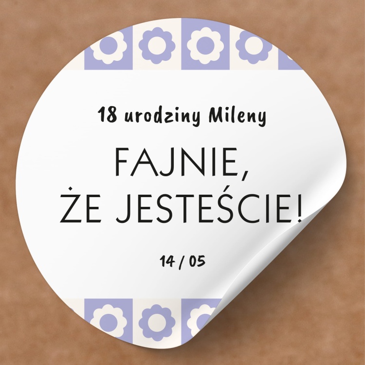 Naklejki na urodziny fioletowe kwiatki