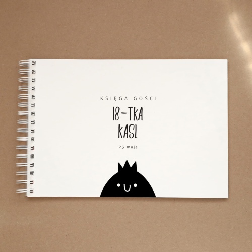 Księga gości ze stworem na przyjęcie urodzinowe - okładka z przodu