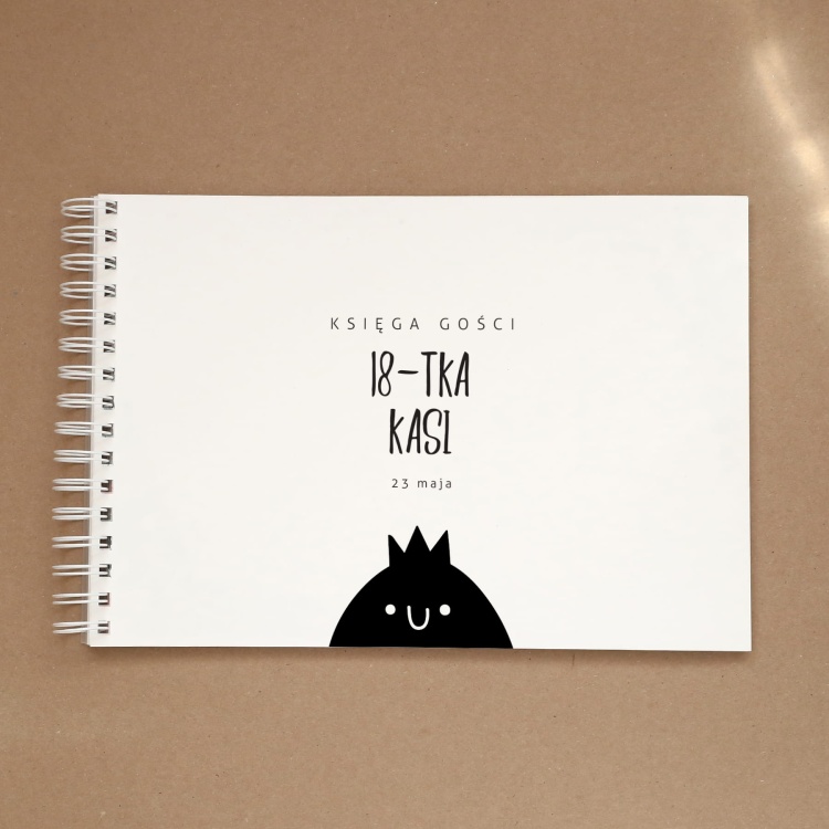 Księga gości ze stworem na przyjęcie urodzinowe - okładka z przodu