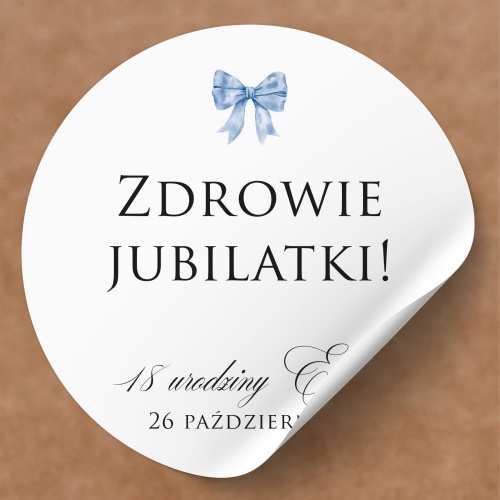 Naklejki na urodziny niebieska kokarda