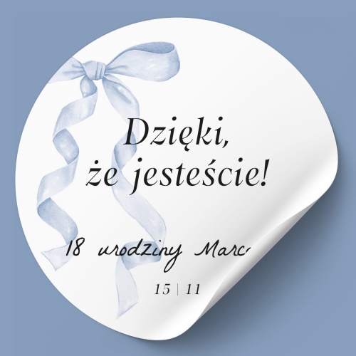 Naklejki na urodziny niebieska wstążka