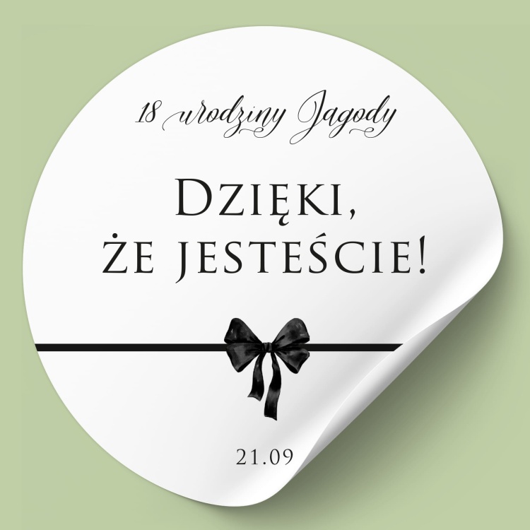 Naklejki na urodziny czarna wstążka