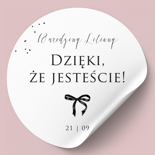 Naklejki na urodziny czarna kokardka