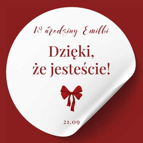 Naklejki na urodziny czerwona kokardka