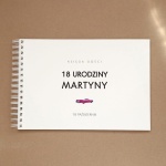 Księga gości z retro grafiką na przyjęcie urodzinowe - okładka z przodu