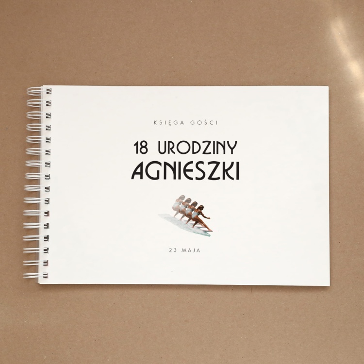 Księga gości w stylu retro na przyjęcie urodzinowe - okładka z przodu