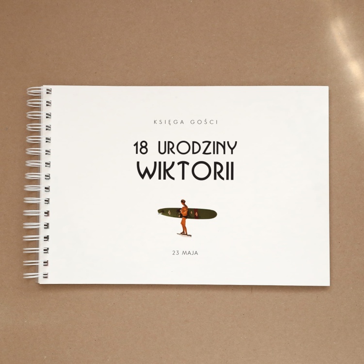 Księga gości w stylu retro na przyjęcie urodzinowe - okładka z przodu