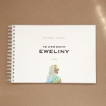 Księga gości w pozytywnym stylu retro na przyjęcie urodzinowe - okładka z przodu