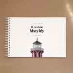 Księga gości w  marzycielskim stylu retro na przyjęcie urodzinowe - okładka z przodu