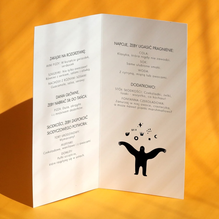 Karty menu na przyjęcie z wesołym wzorem- wnętrze