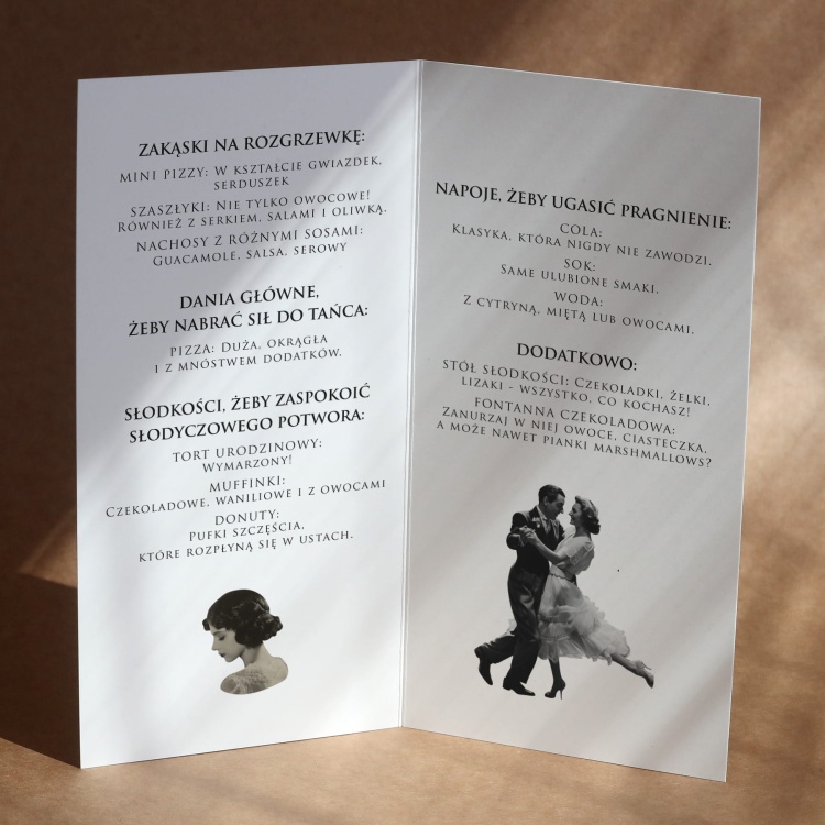 Karty menu na przyjęcie chmury wnętrze