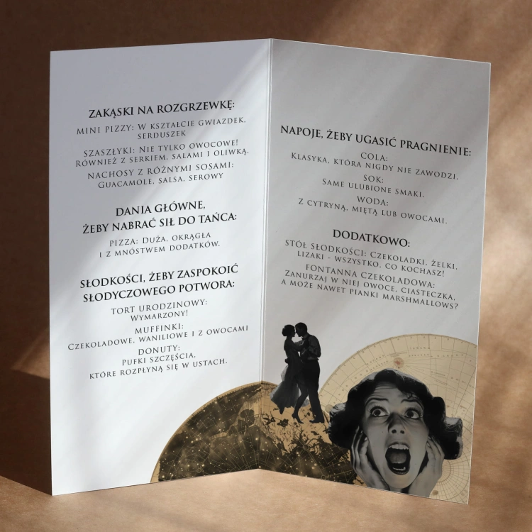 Karty menu na przyjęcie vintage wnętrze
