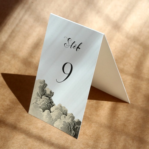 Vintage numerki na stół urodzinowy z chmurami