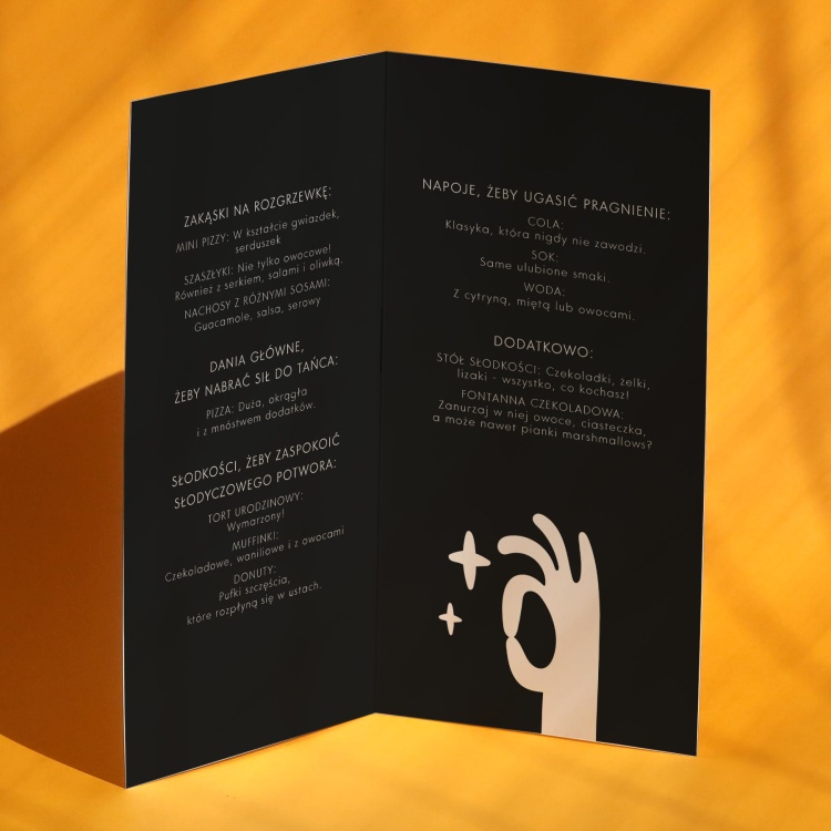 Karty menu na przyjęcie minimalistyczna grafika okładka