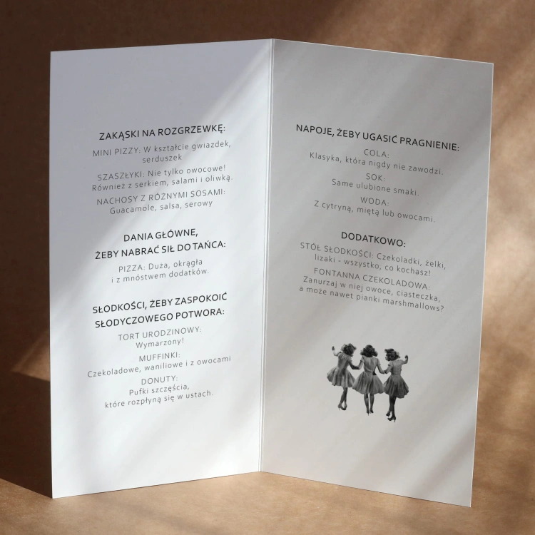 Karty menu na przyjęcie ezoteryczne wnętrze