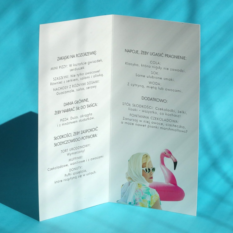 Karty menu na przyjęcie hollywood wnętrze