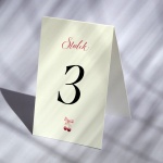 Minimalistyczne numerki na stół urodzinowy z różową kokardką