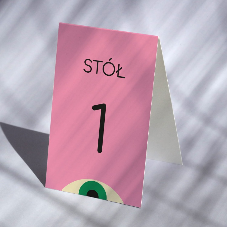 Numerki na stół urodzinowy z zielonym okiem