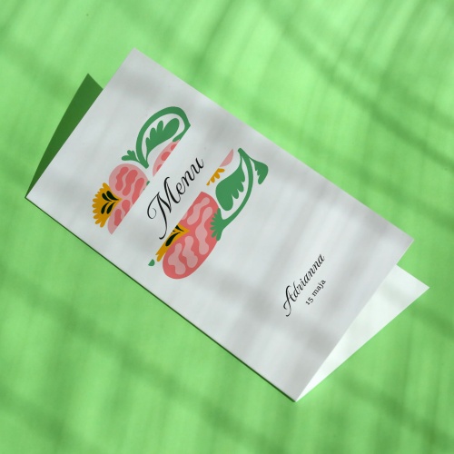 Karty menu na przyjęcie z kwiatem- okładka