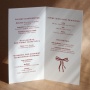 Karty menu na przyjęcie z elegancką czerwoną wstążką- środek
