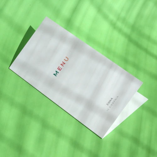 Karty menu na przyjęcie z kolorowym wzorem- okładka