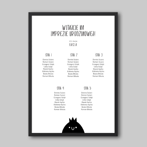 Plan stołu urodzinowego ze stworkiem