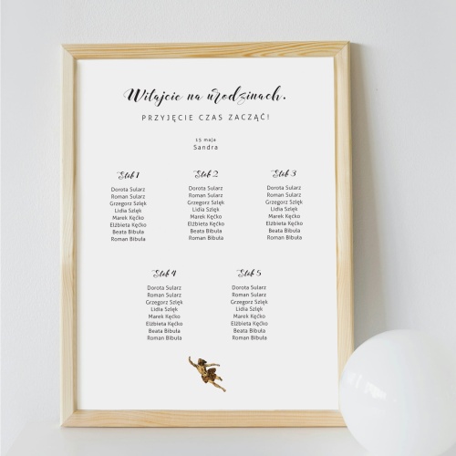 Vintage plan stołu urodzinowego z antyczną postacią