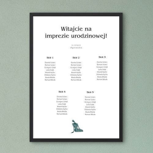 Vintage plan stołu urodzinowego z kwiecistą kobietą