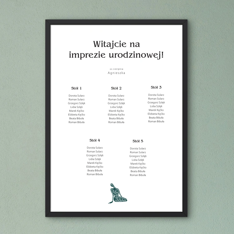 Vintage plan stołu urodzinowego z kwiecistą kobietą