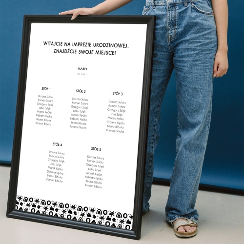 Plan stołu urodzinowego z wesołym wzorem