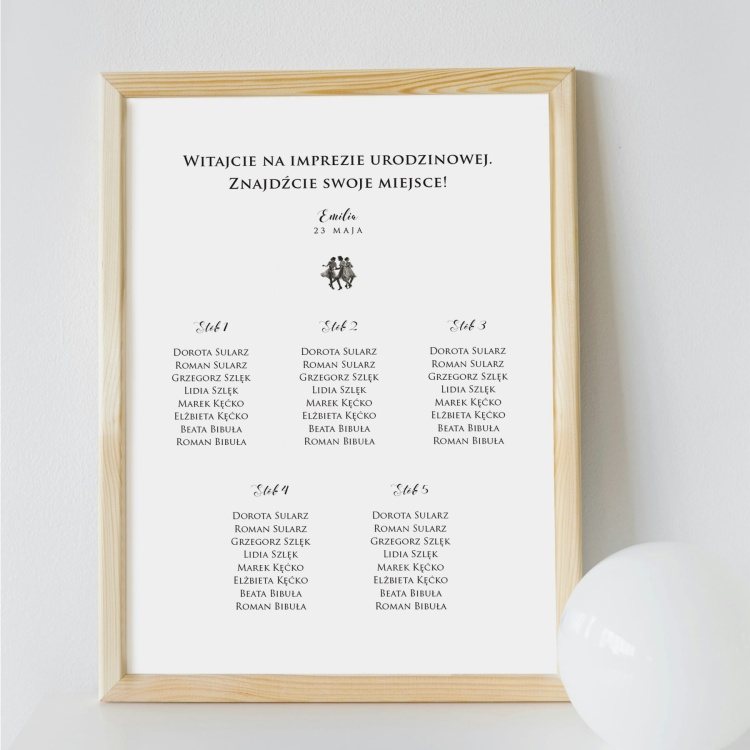 Vintage plan stołu urodzinowego