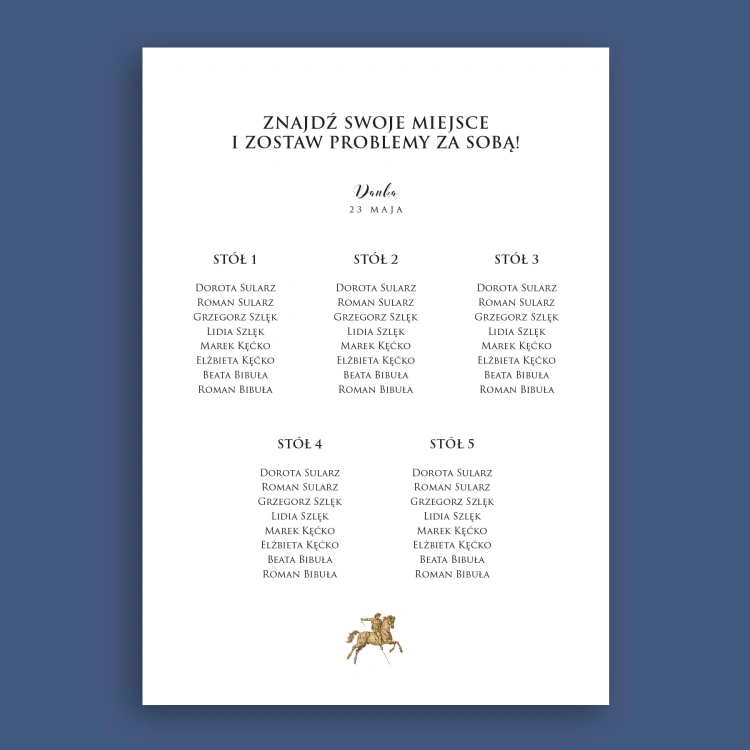 Vintage plan stołu urodzinowego z jeźdźcem