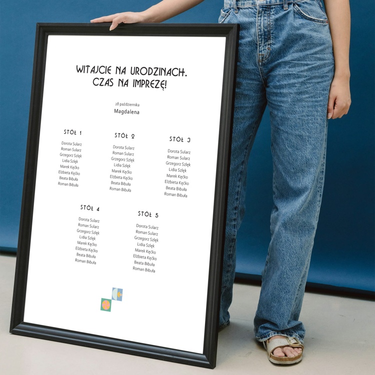 Plan stołu urodzinowego z mozaiką