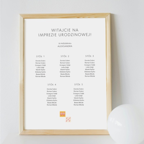 Plan stołu urodzinowego z mozaiką