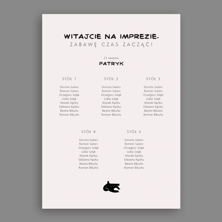 Plan stołu urodzinowego z ludzikiem