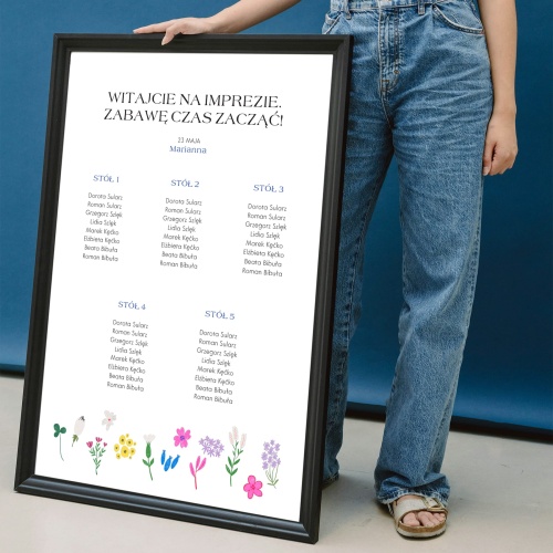 Plan stołu urodzinowego z kwiatami