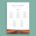 Retro plan stołu urodzinowego z motywem drogi