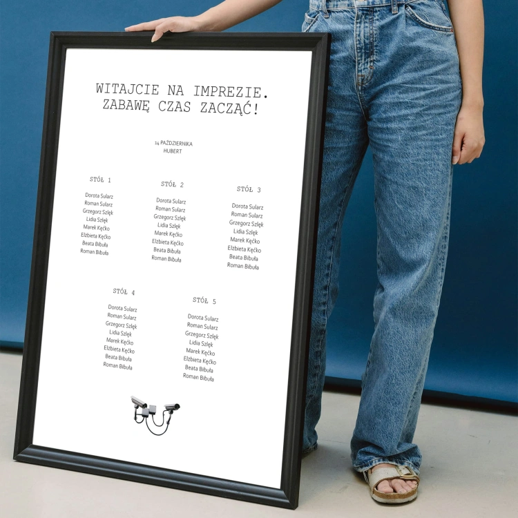 Retro plan stołu urodzinowego z kamerami